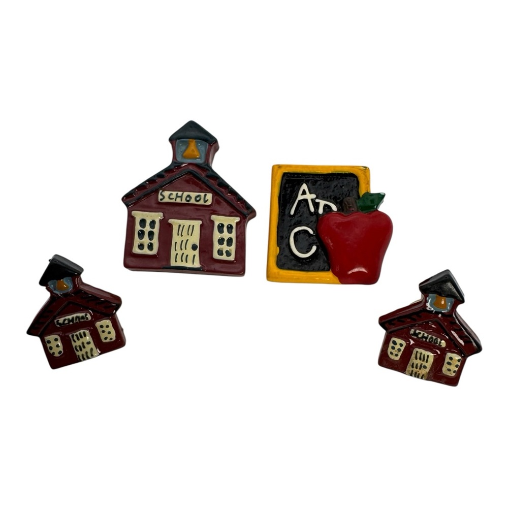 Vintage Teacher Theme Jewelry Lot – 2 Brooch Pins & 1 Pair Earrings‎